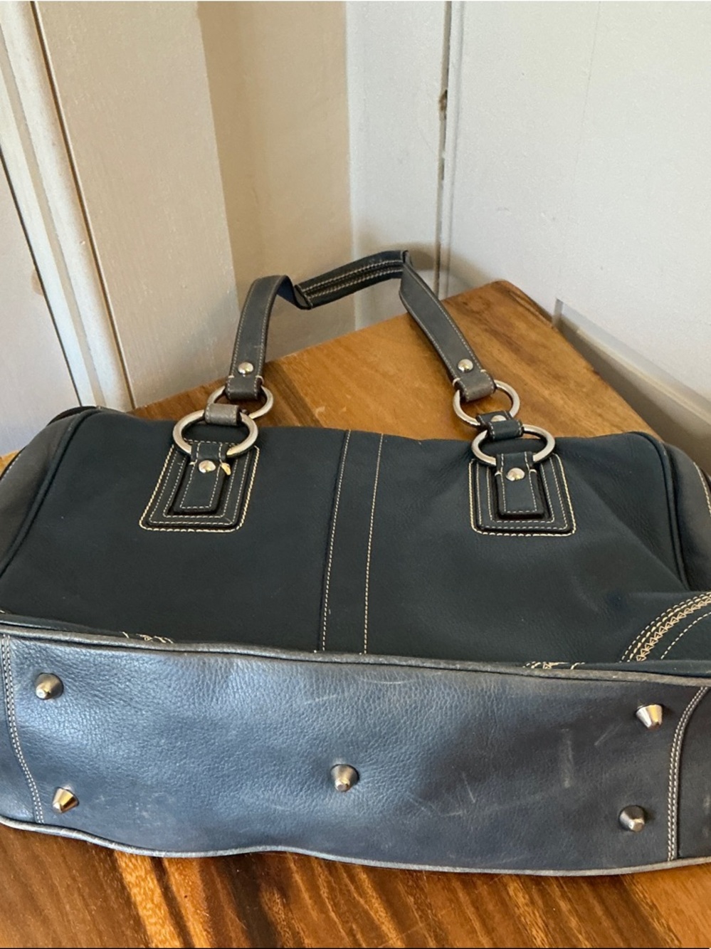 Coach Blue Leather Shoulder Bag with Silver Hardware - Picture 8 of 8